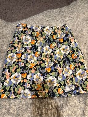 Floral Mini Skirt - Black/Multicolor
